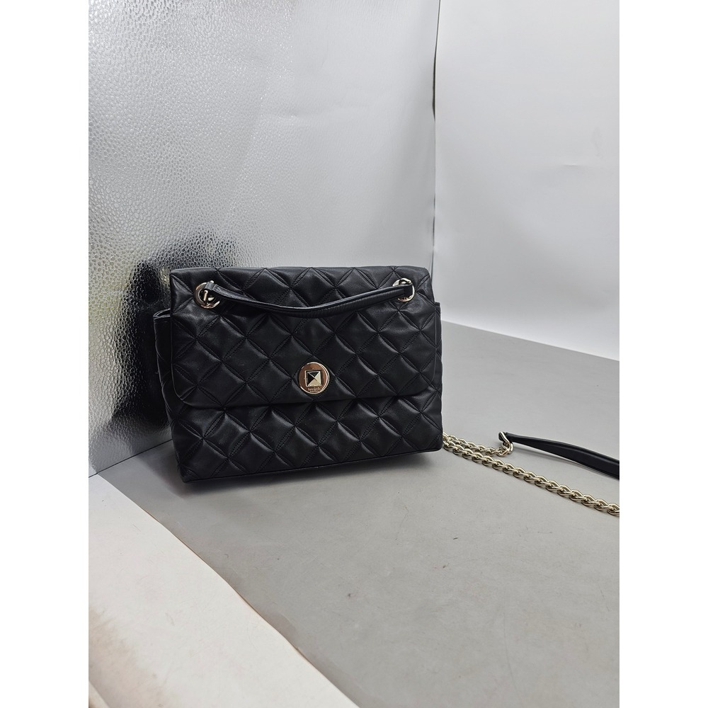 Kate Spade New York Black Quilted Leather Convertible Shoulder Bag Gold Hardware